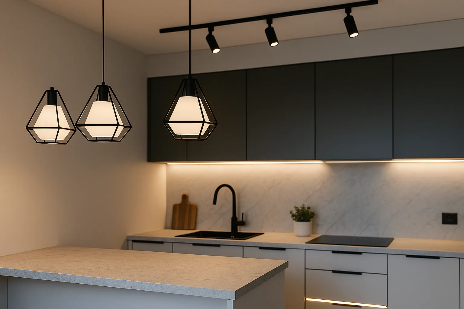 Сучасне освітлення кухні: LED, трекові, смарт