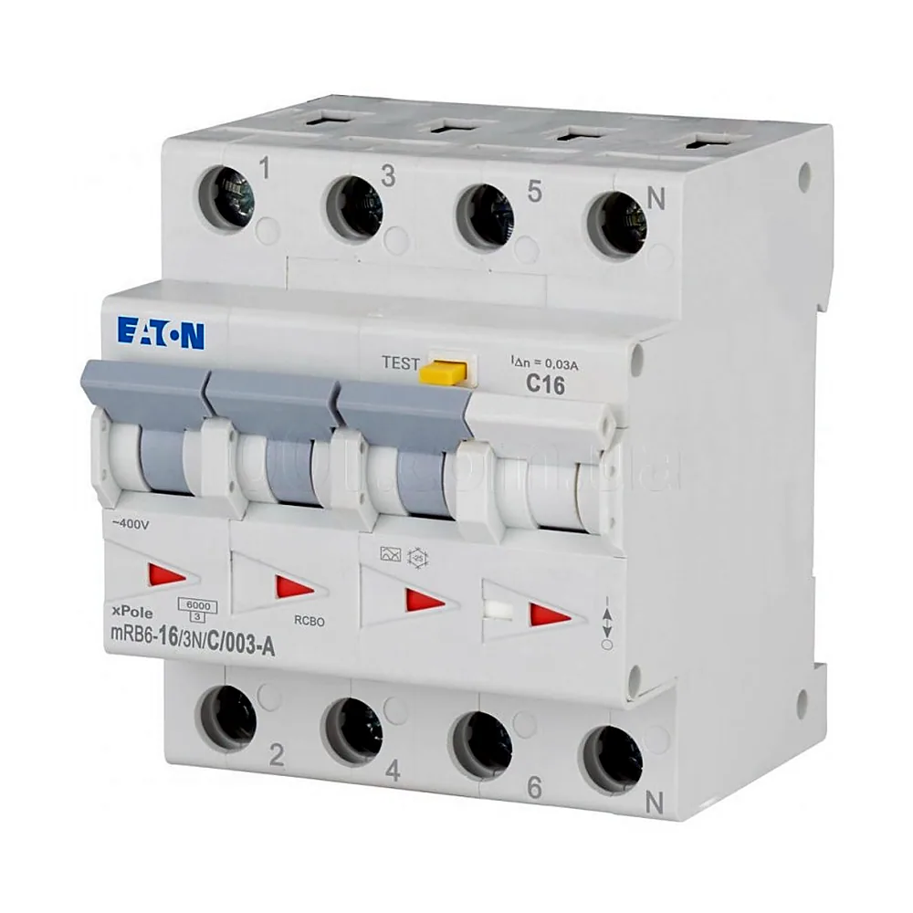 Диференціальний автоматичний вимикач Eaton mRB6 4P 16A 30mA C 120660