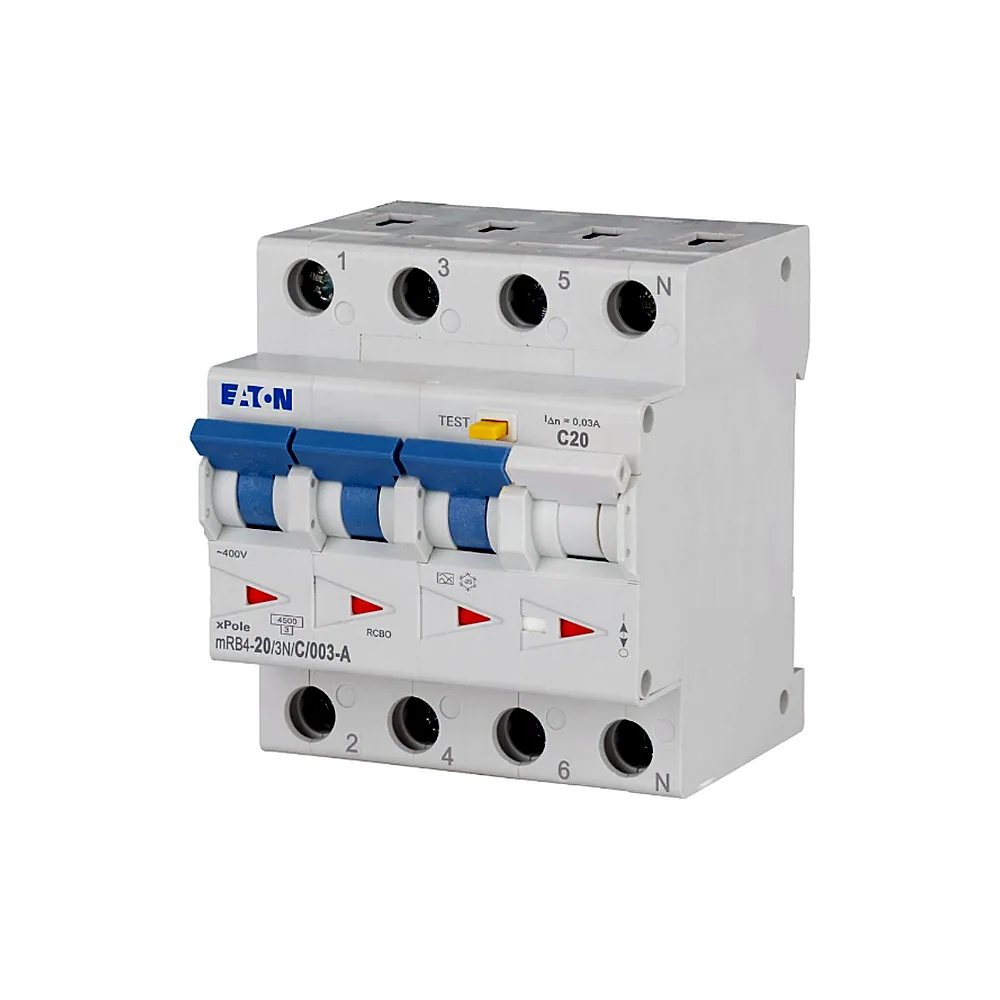 Диференціальний автомат Eaton mRB4 3P+N 20А 30мА 4,5кА C 120677