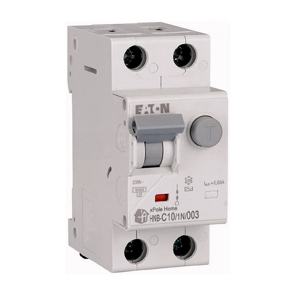 Диференціальний автоматичний вимикач Eaton HNB-C10/1N/003 xHome 1P+N 10A 30мА 4.5kA C 195125