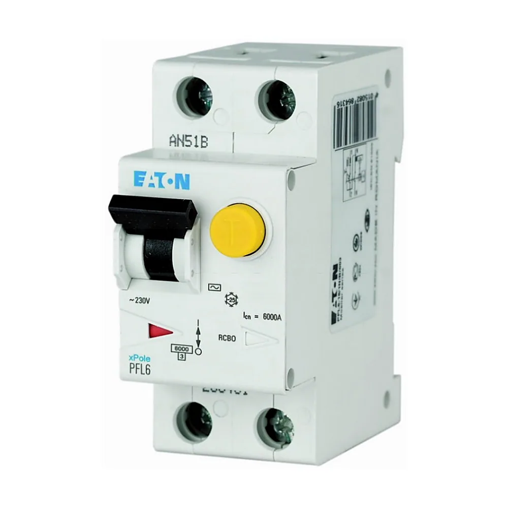 Диференціальний автомат Eaton PFL6 1P+N 16А 30мА 6кА C 286467