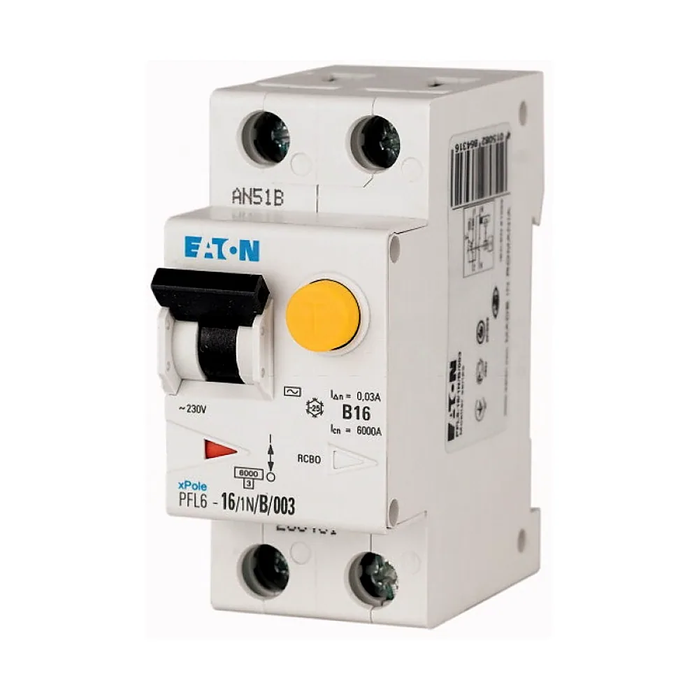 Диференціальний автомат Eaton PFL6 1P+N 6А 30мА 6кА C 286464