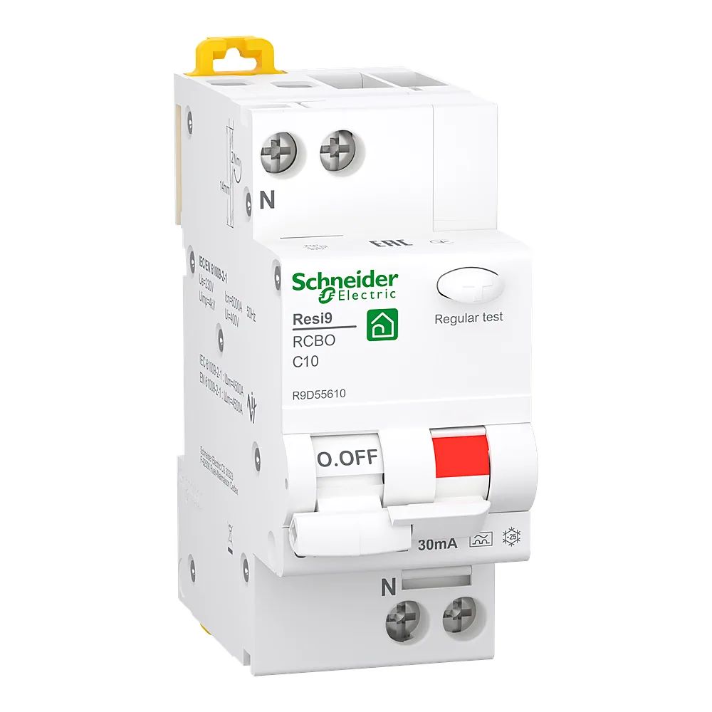 Диференційний автоматичний вимикач RESI9 6 кА 1P+N C 10 А 30 мА А Schneider Electric R9D55610
