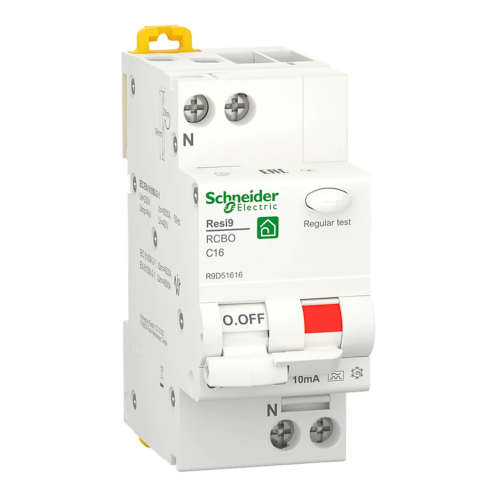 Диференційний автоматичний вимикач RESI9 6 кА 1P+N 16 А C 10 мА A Schneider Electric R9D51616