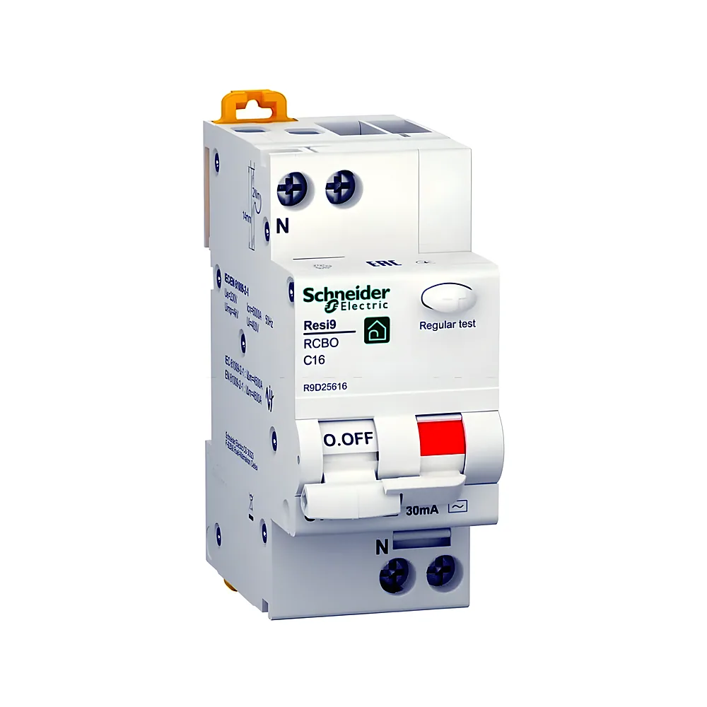 Диференційний автоматичний вимикач RESI9 6 кА 1P+N 16 А C 30 мА AC Schneider Electric R9D25616