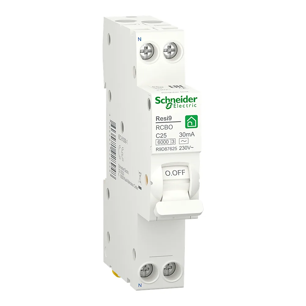 Диференційний автоматичний вимикач RESI9 1 модуль 6 кА 1P+N 25 А C 30 мА AC Schneider Electric R9D87625