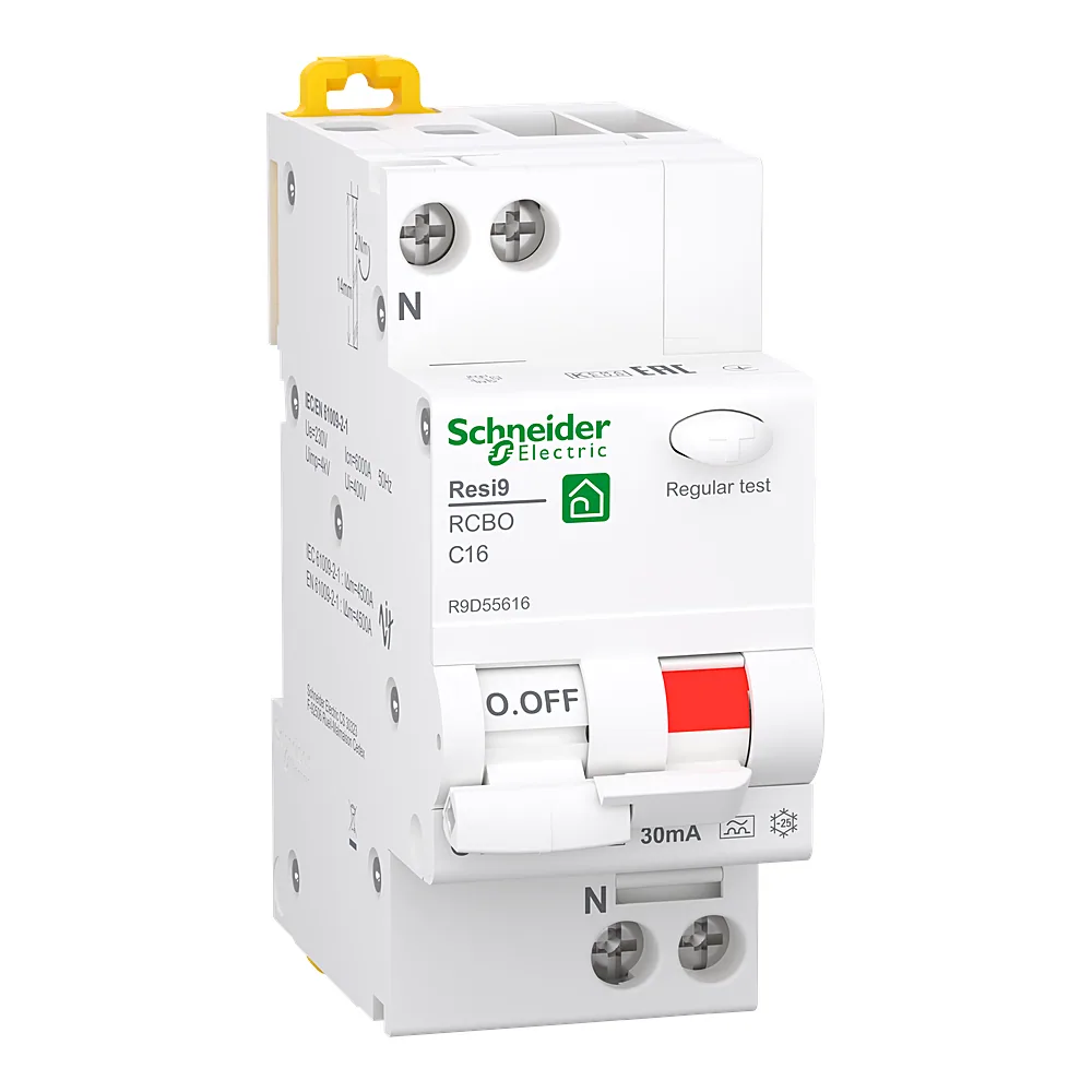 Диференційний автоматичний вимикач RESI9 6 кА 1P+N 16 А C 30 мА A Schneider Electric R9D55616