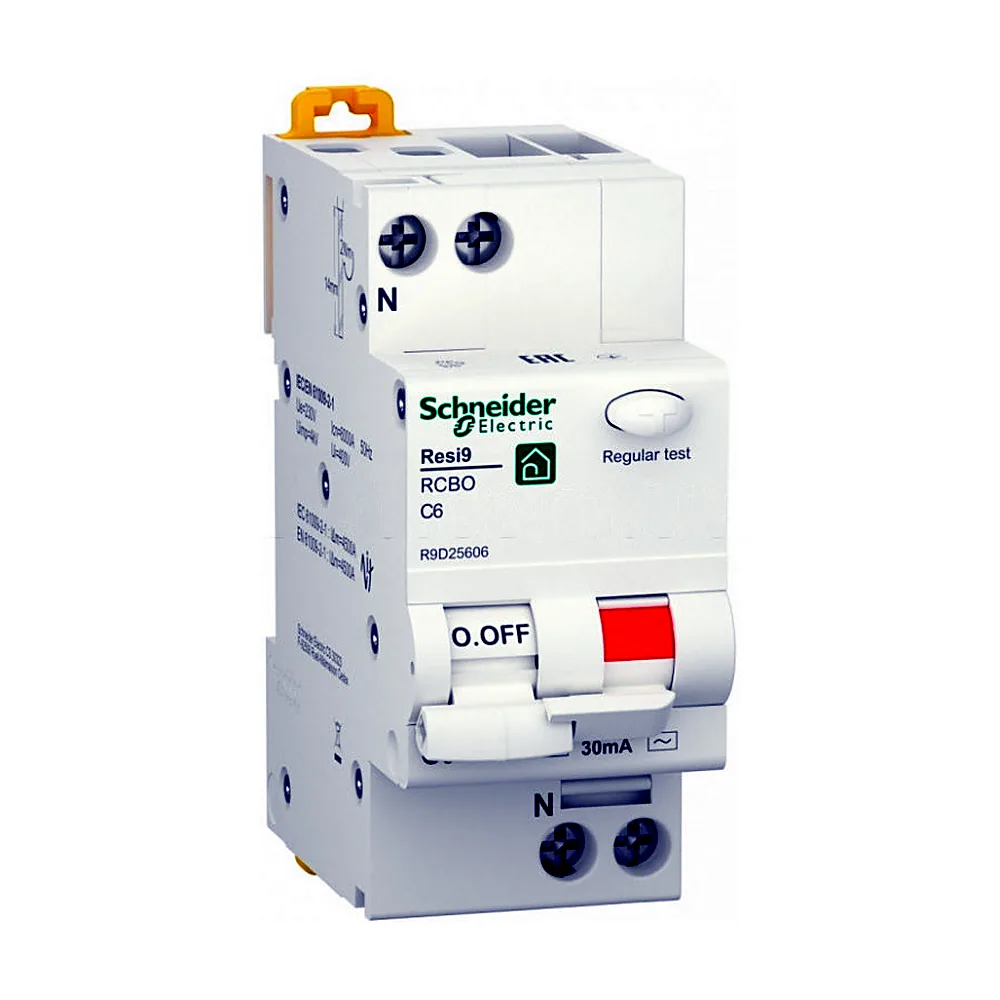 Диференціальний автомат Schneider Electric RESI9 6kA 1P+N 6A C 30мА AC R9D25606