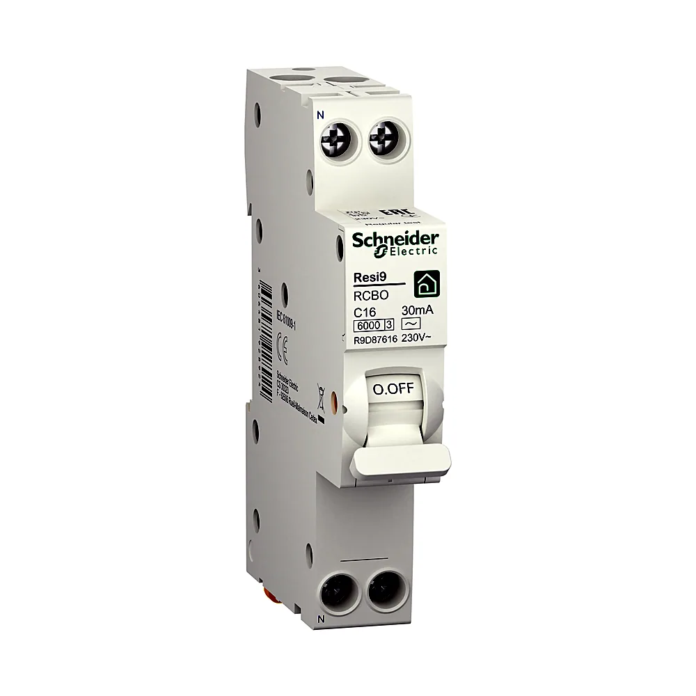 Диференціальний автомат Schneider Electric RESI9 1M 6kA 1P+N 16A C 30мА AC R9D87616