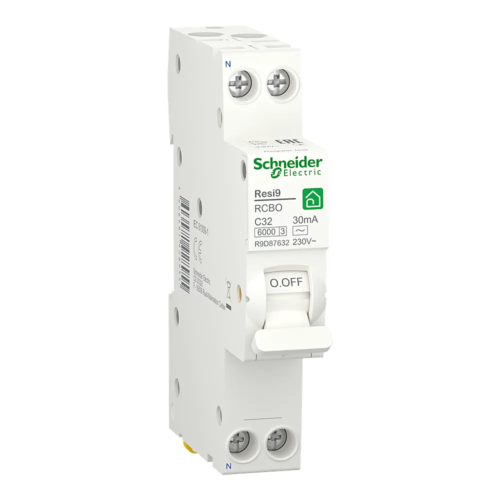Диференційний автоматичний вимикач RESI9 1 модуль 6 кА 1P+N 32 А C 30 мА AC Schneider Electric R9D87632