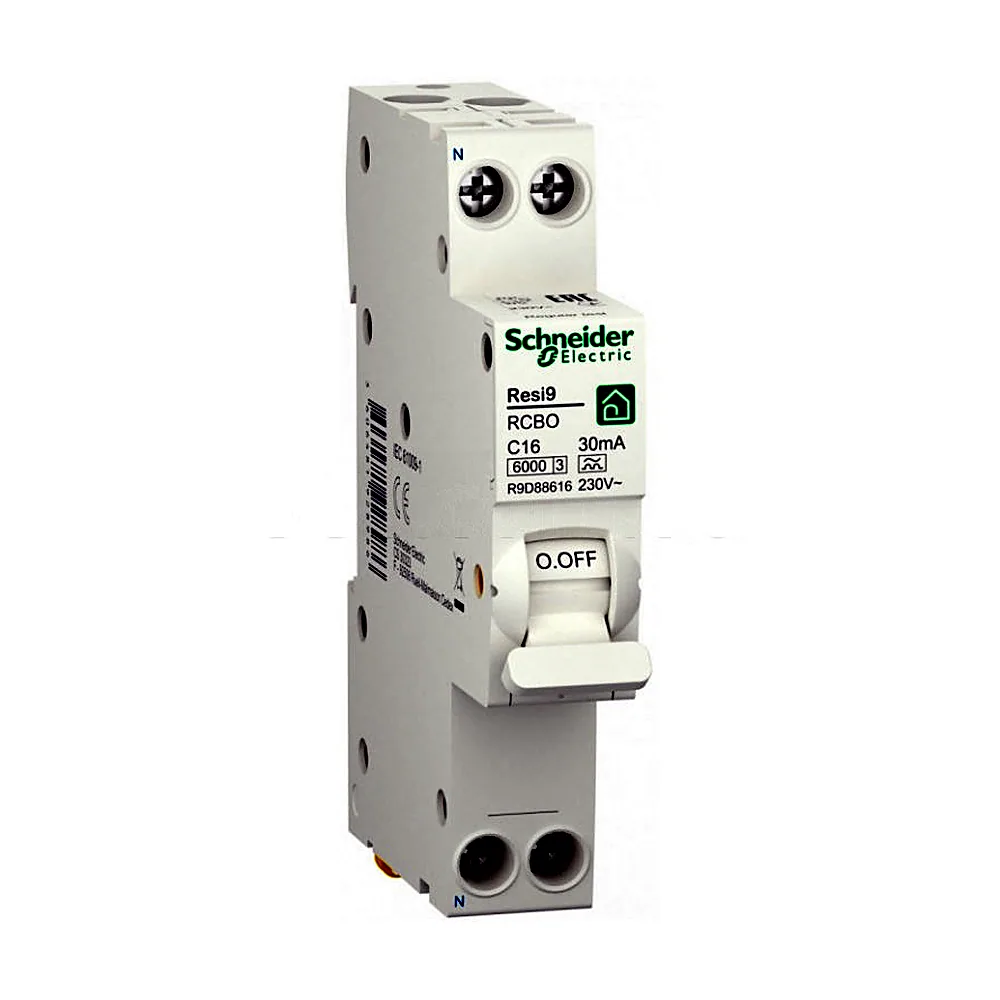 Диференціальний автомат Schneider Electric RESI9 1M 6kA 1P+N 16A C 30мА A R9D88616