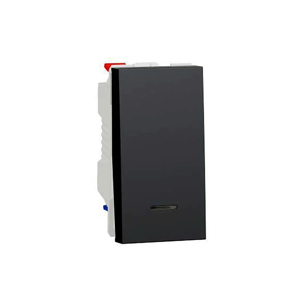 Перемикач 1-клавішний з підсвічуванням 10А 1 мод антрацит Unica New Schneider Electric NU310354S
