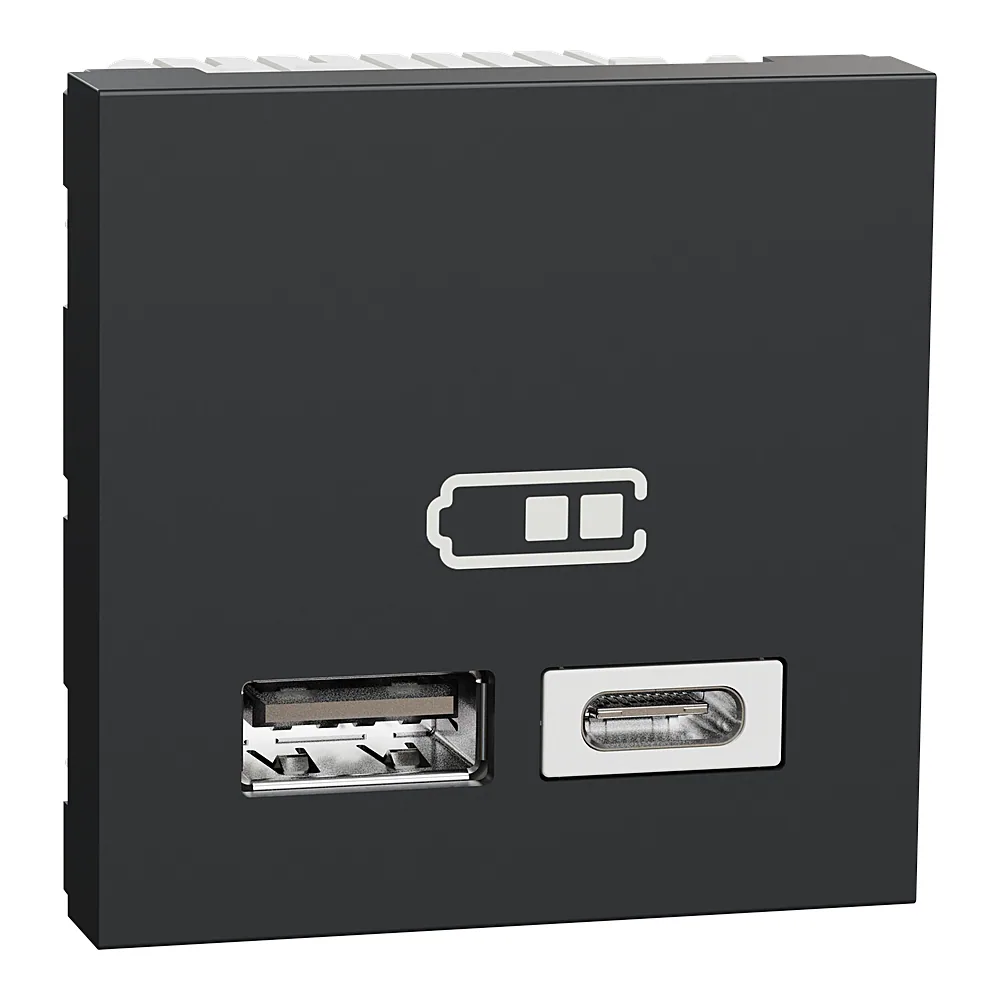 Розетка USB подвійна Unica New A+C антрацит Schneider Electric NU301854