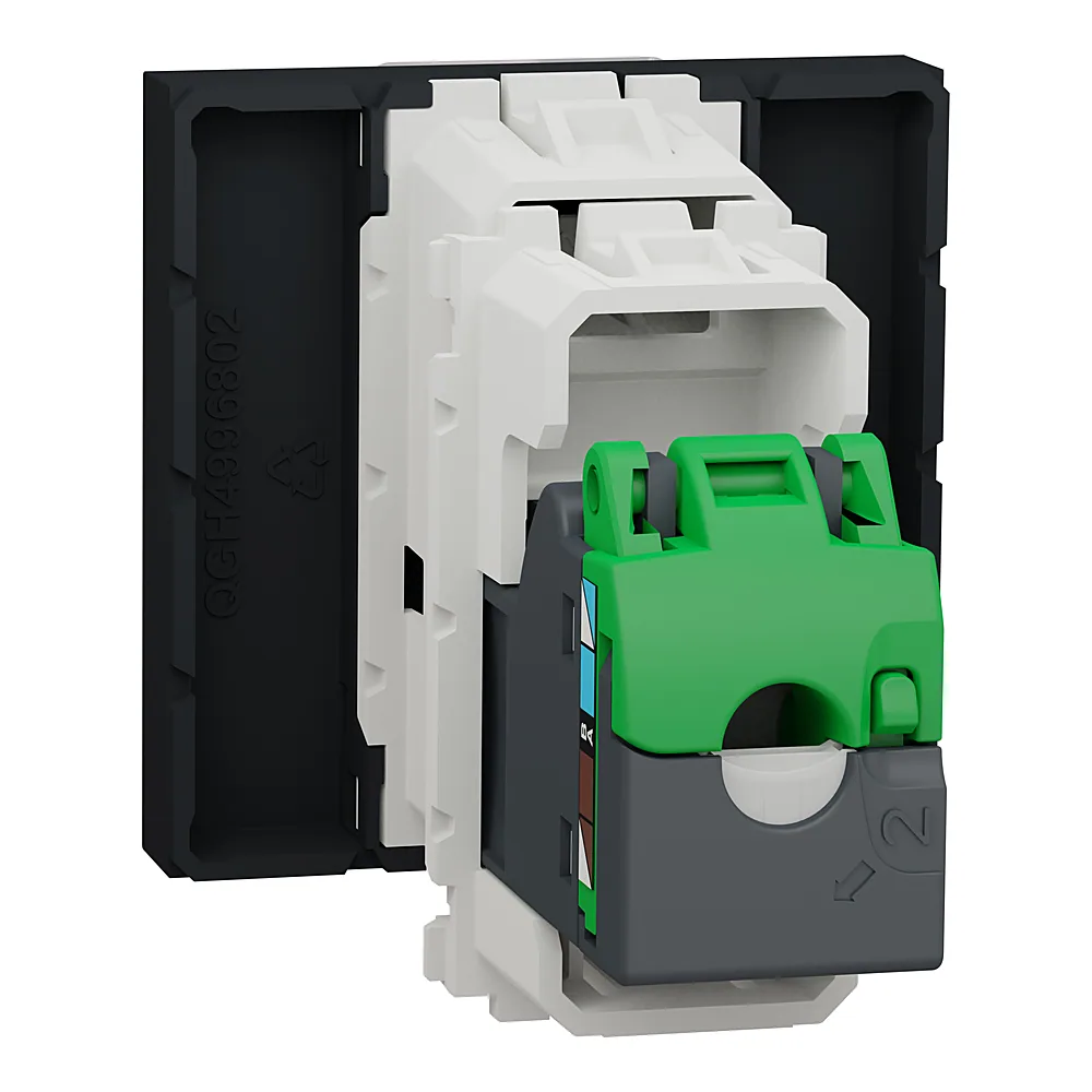 Комп'ютерна розетка Unica New RJ45 категорія 6 UTP 2 модулі антрацит Schneider Electric NU341554