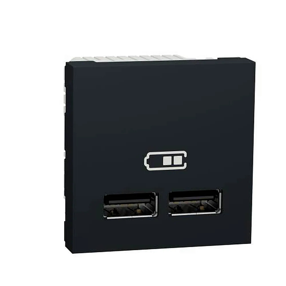 Розетка USB Schneider Electric Unica New 2.1A 2 модулі антрацит NU341854