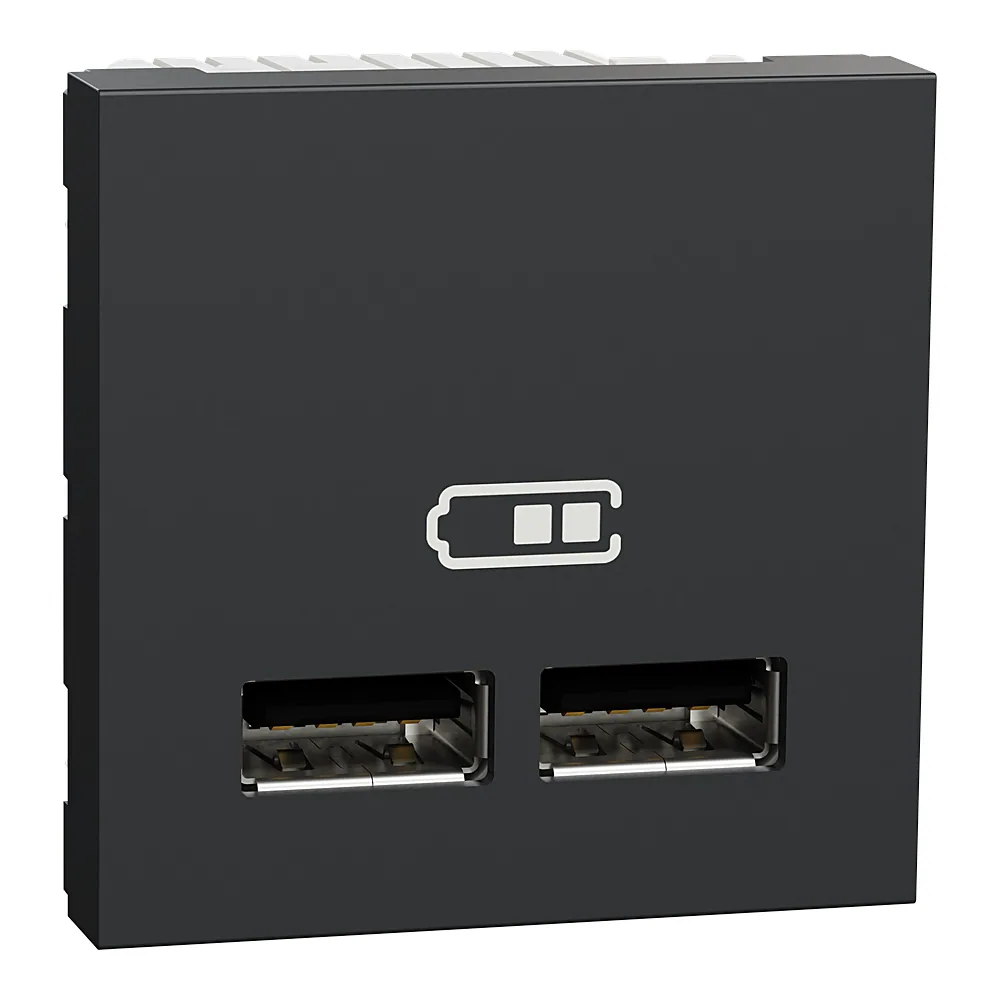 Розетка USB Unica New 2,1 А 2 модулі антрацит Schneider Electric NU341854