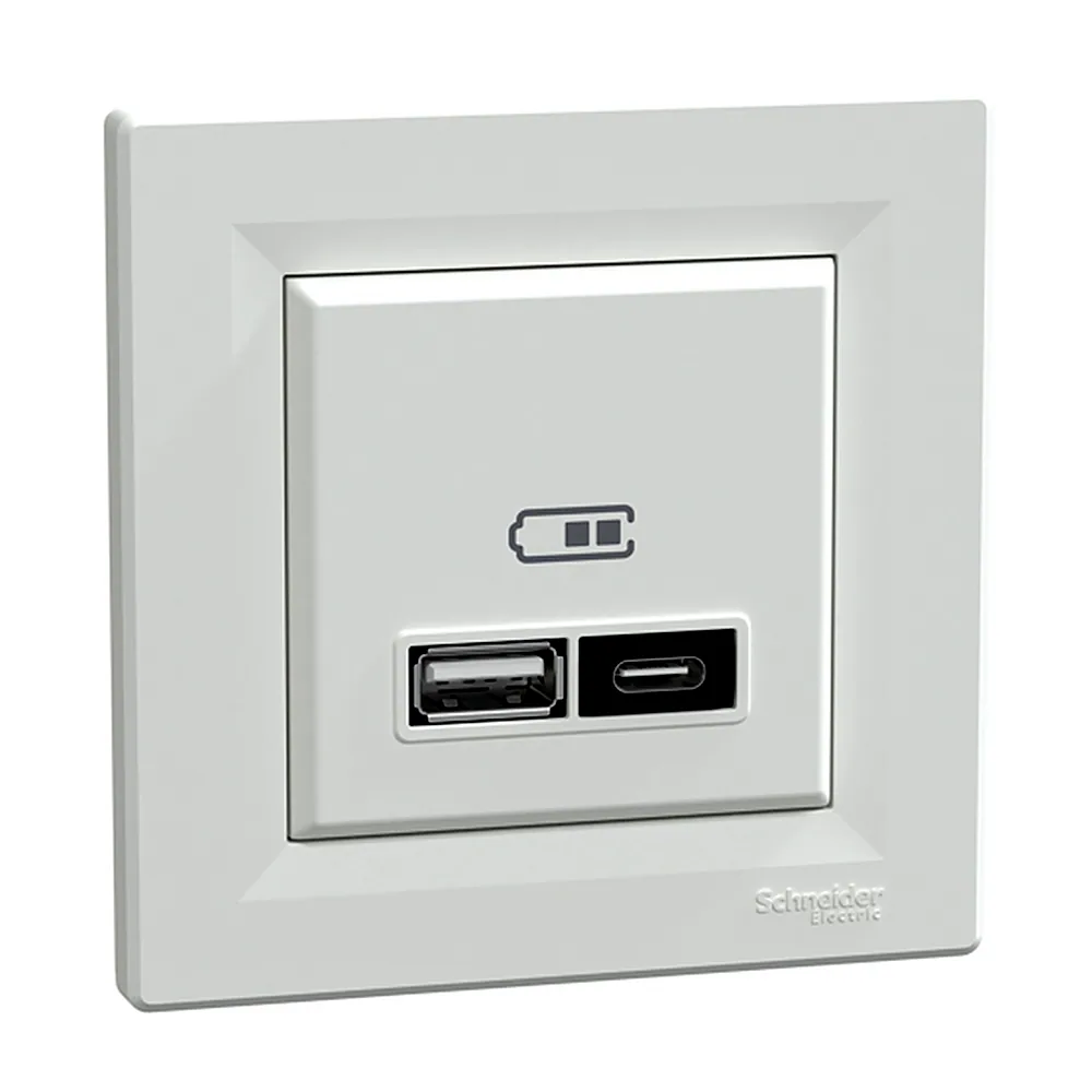 USB-розетка Schneider Electric Asfora A+C 21W біла EPH2700521