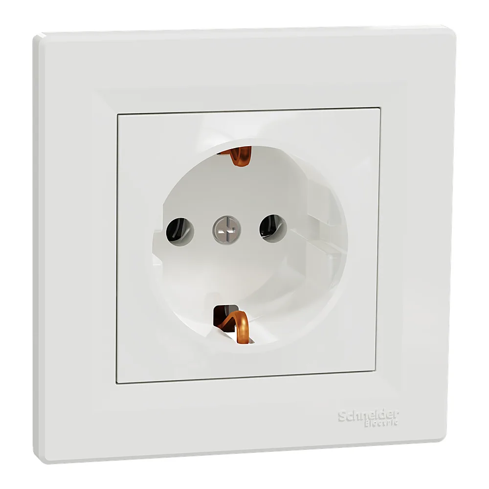 Розетка Asfora з заземленням біла Schneider Electric EPH2900121