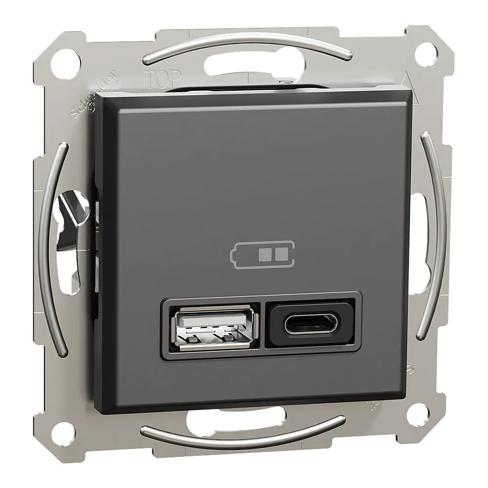 Розетка USB Asfora A+C 3 А 45 Вт антрацит Schneider Electric EPH2700471