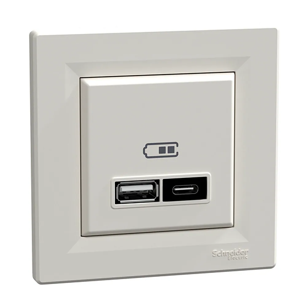 USB-розетка тип A+C 21 Вт кремовий
