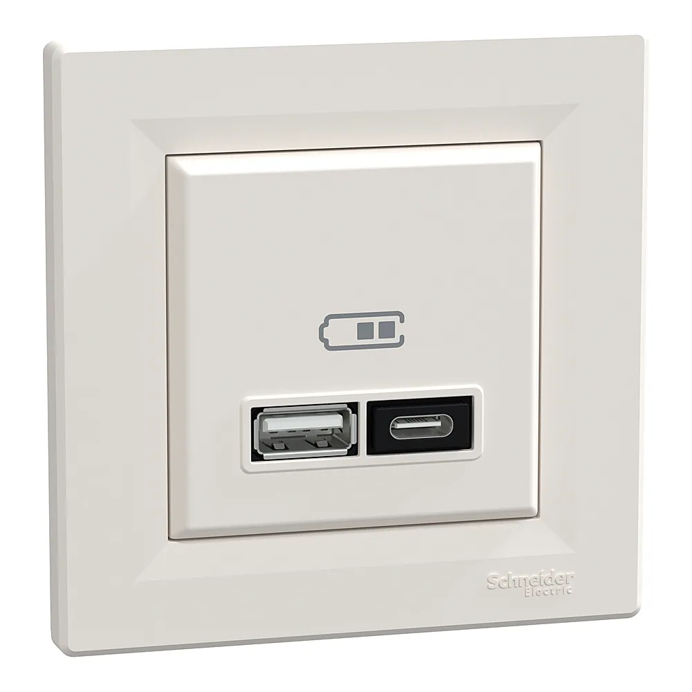 Розетка USB тип A+C 21 Вт кремова Schneider Electric EPH2700523