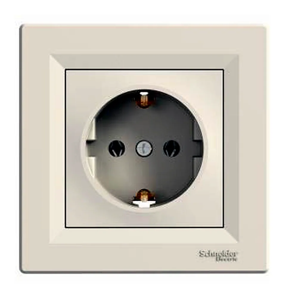 Розетка Schneider Electric Asfora із заземленням кремова EPH2900123