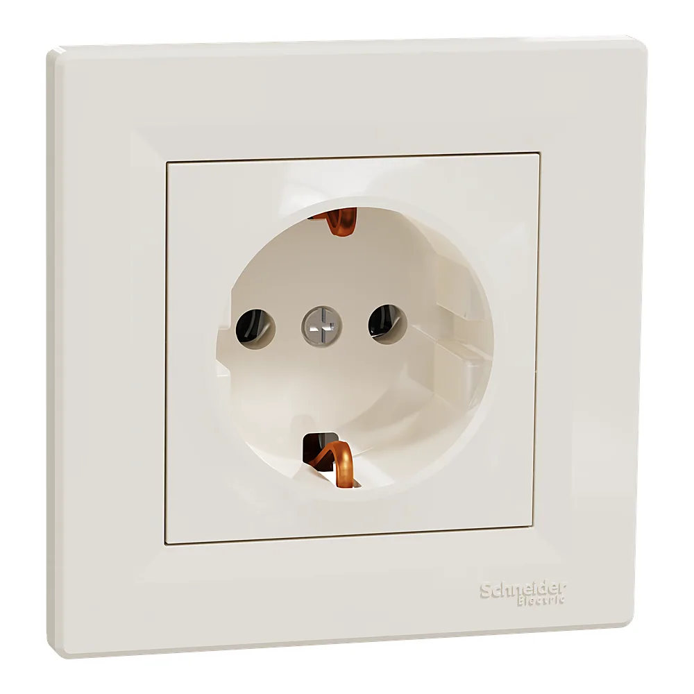Розетка Asfora з заземленням кремова Schneider Electric EPH2900123