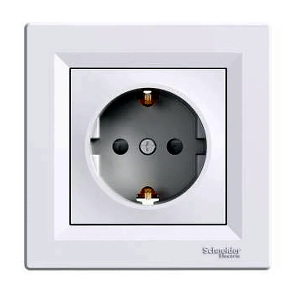 Розетка Schneider Electric Asfora із заземленням зі шторками біла EPH2900221