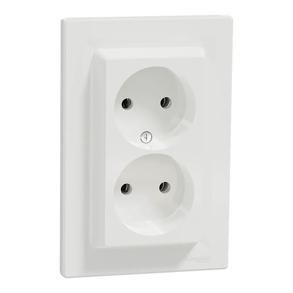 Розетка Asfora подвійна без заземлення біла Schneider Electric EPH9700121