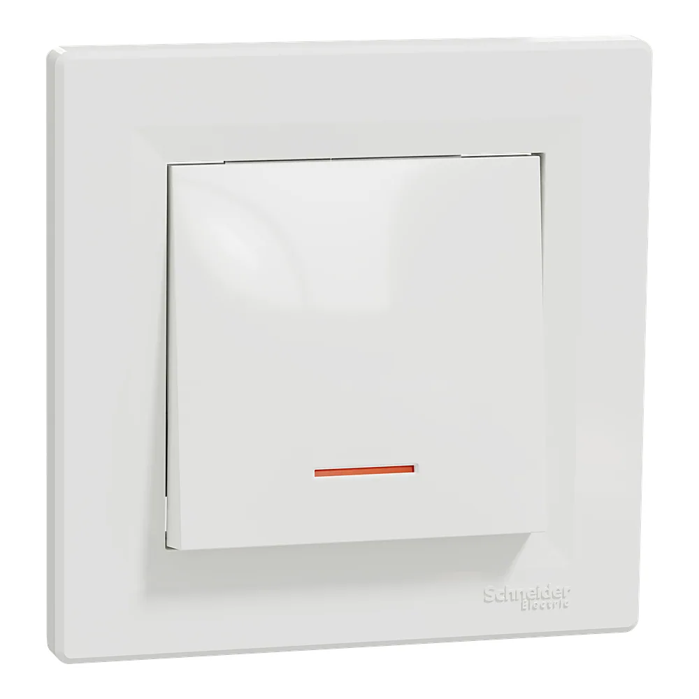 Вимикач Asfora 1-клавішний з індикатором білий Schneider Electric EPH1400121