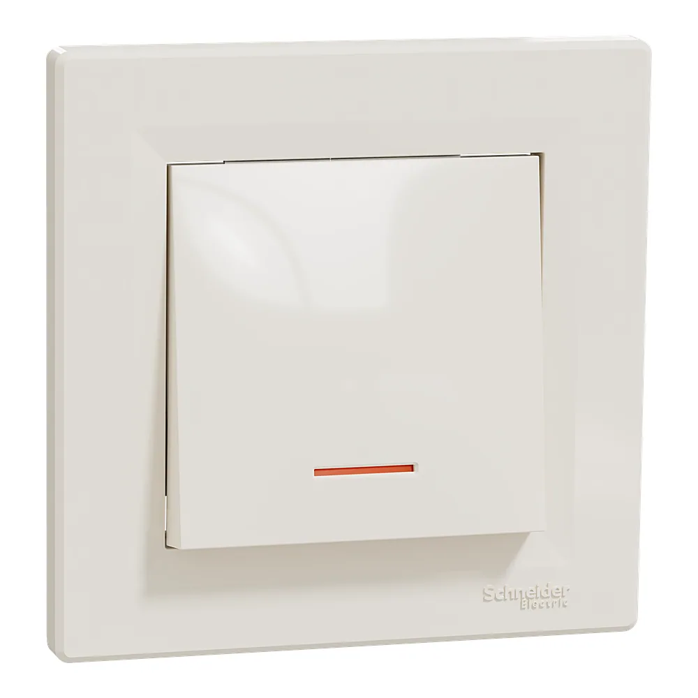 Вимикач Asfora 1-клавішний з індикатором кремовий Schneider Electric EPH1400123