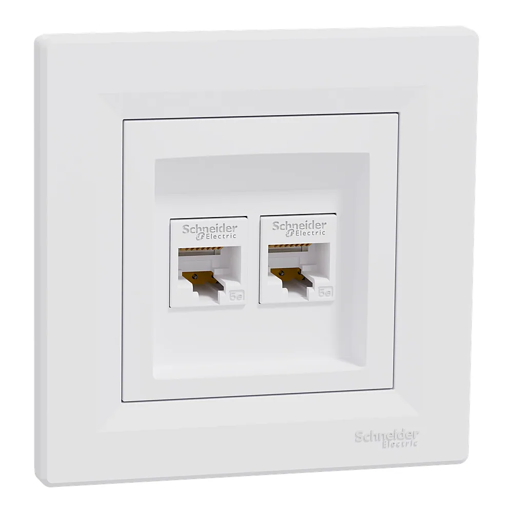 Розетка Asfora комп'ютерна подвійна біла Schneider Electric EPH4400121