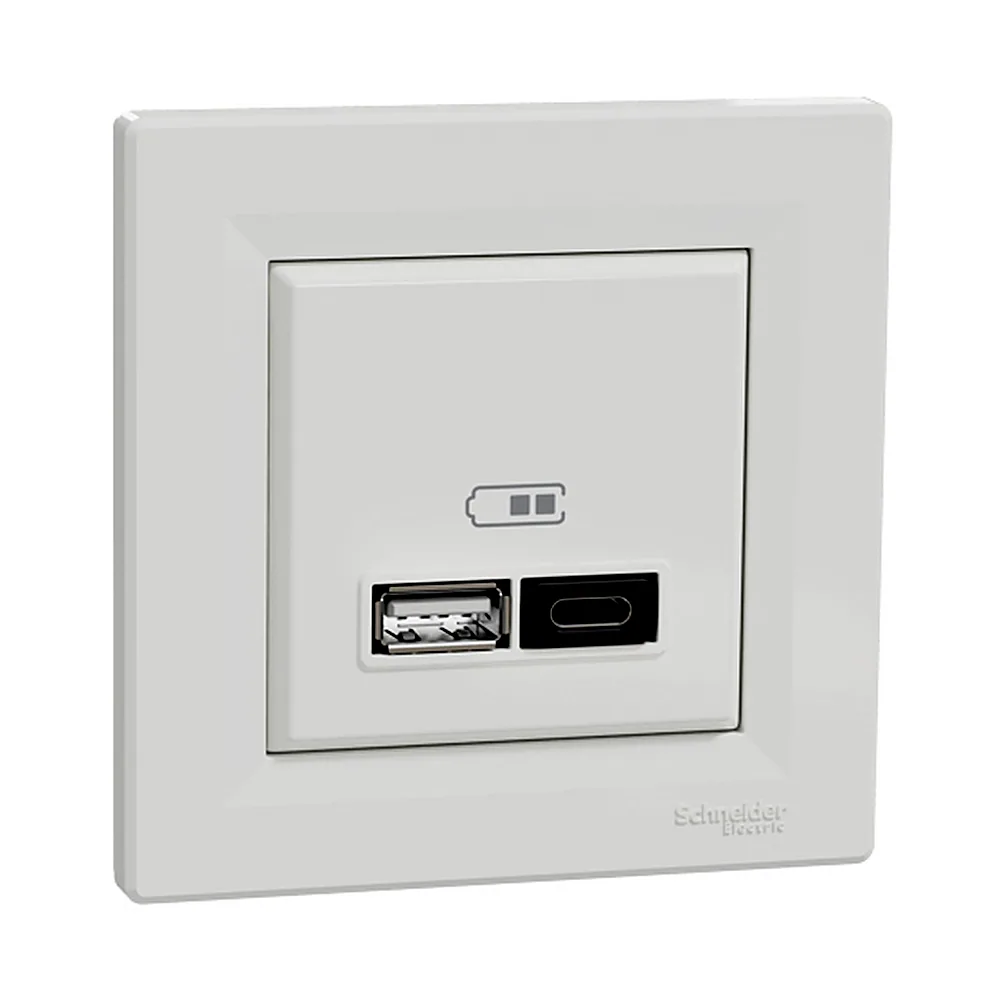 Розетка Schneider Electric ASFORA EPH2700421 USB тип A+C 45Вт 3А біла