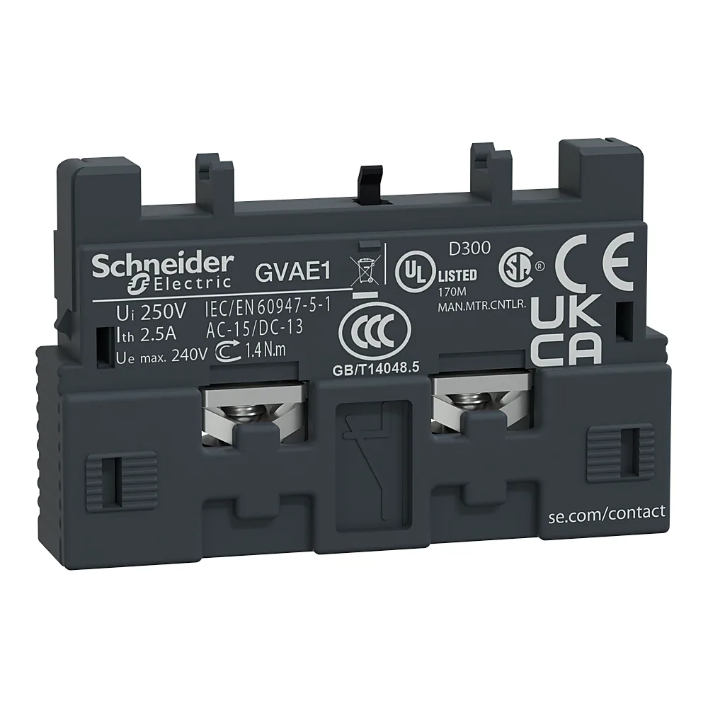 Допоміжний контакт 1NO або 1NC фронтальний монтаж для GV2 і GV3P Schneider Electric GVAE1