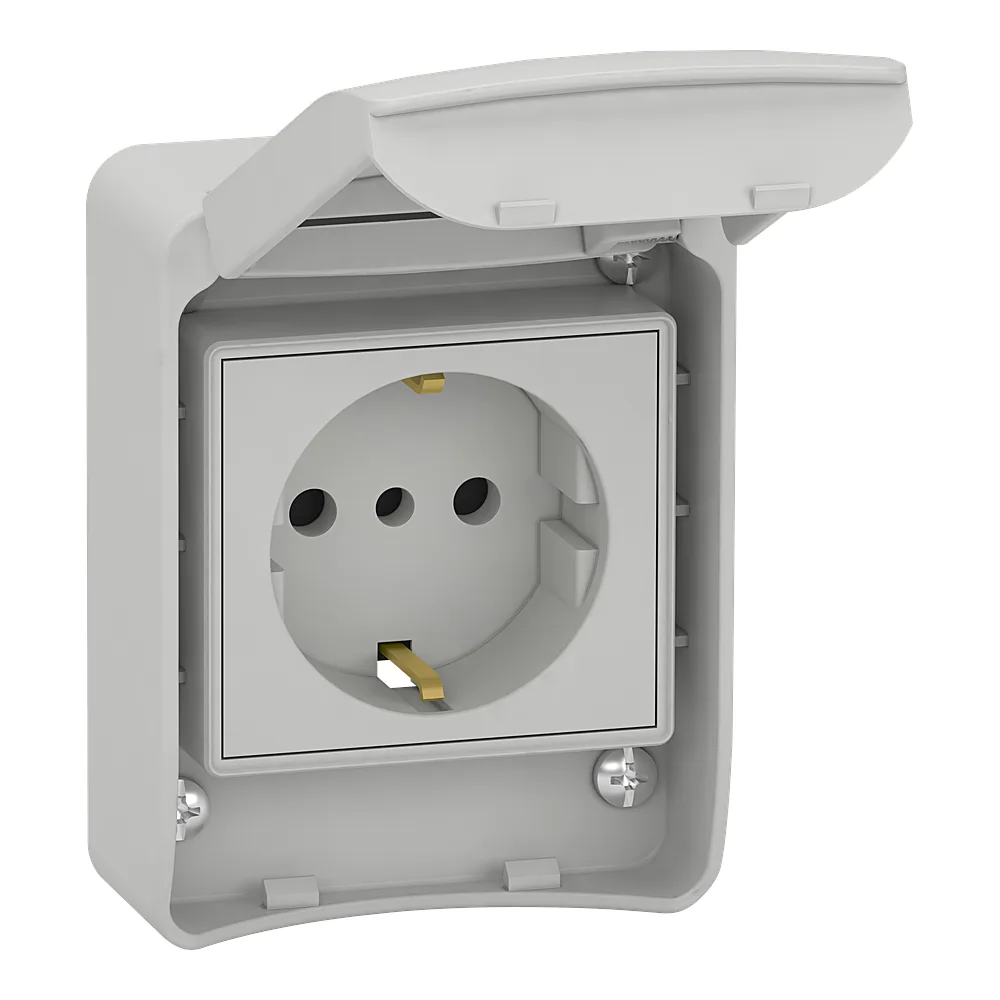 Розетка 10 16 А IP65 STD SCHUKO 2 сіра Schneider Electric 81141