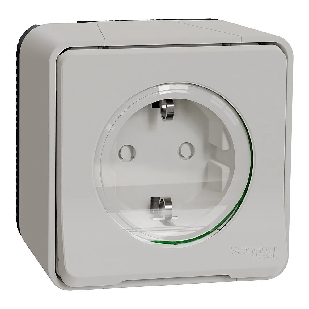 Розетка Mureva Styl з заземленням зі шторками біла IP55 Schneider Electric MUR39034