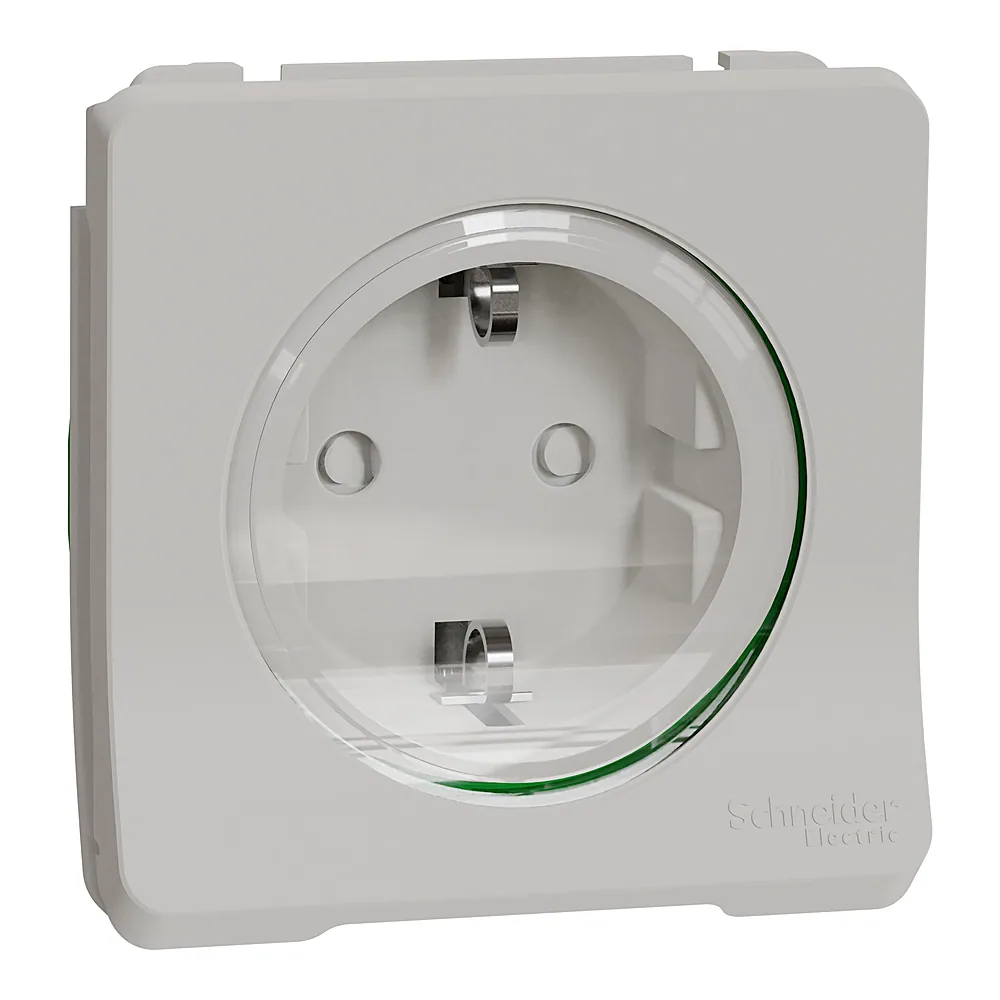 Розетка Mureva Styl з заземленням зі шторками біла IP55 Schneider Electric MUR39134