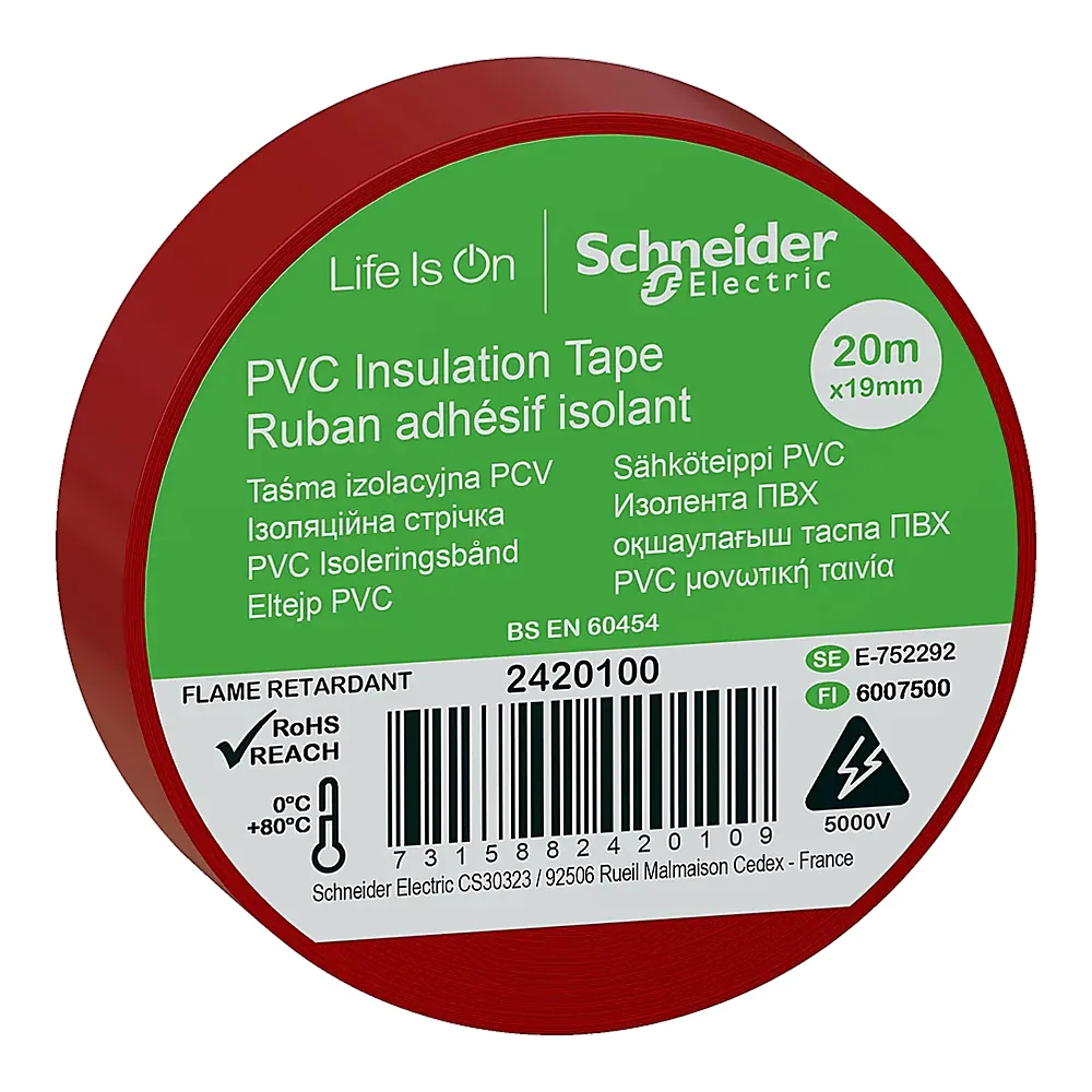 Ізострічка 19 мм 20 м червона Schneider Electric 2420100