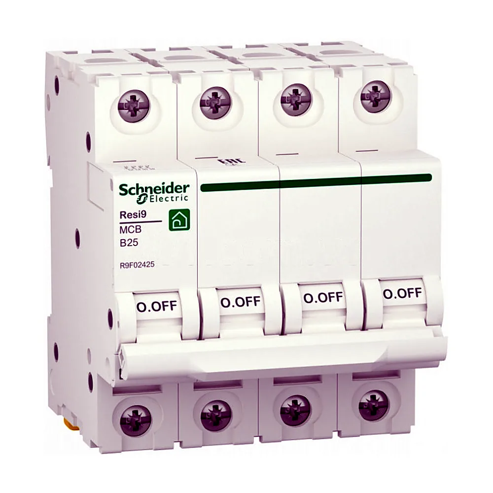 Автоматичний вимикач Schneider Electric Resi9 4P 25A 6kA B R9F02425