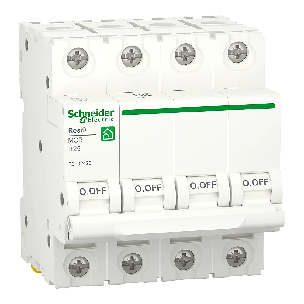 Автоматичний вимикач Resi9 4P B 25 А 6 кА Schneider Electric R9F02425