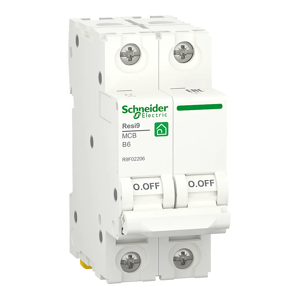 Автоматичний вимикач RESI9 2P B 6 А 6 кА Schneider Electric R9F02206
