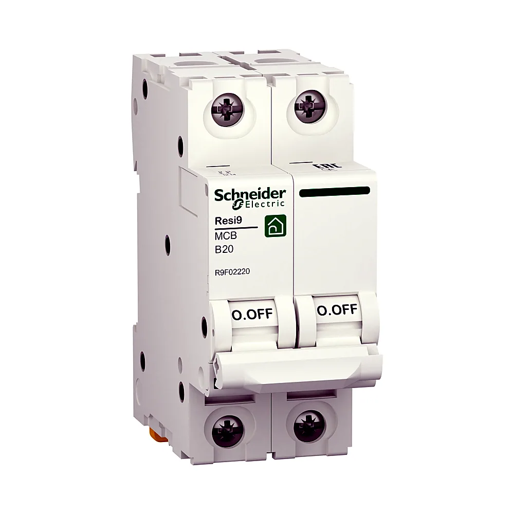 Автоматичний вимикач RESI9 6kA 2P 20A, хар-ка B, Schneider Electric
