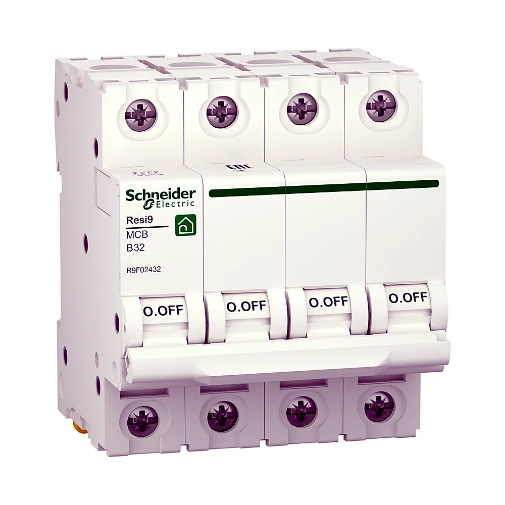 Автоматичний вимикач Schneider Electric Resi9 4P 32A 6kA B R9F02432