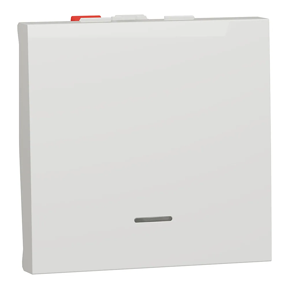 Перемикач Unica New 1-клавішний з підсвіткою 10 А білий 2 модулі Schneider Electric NU320318S