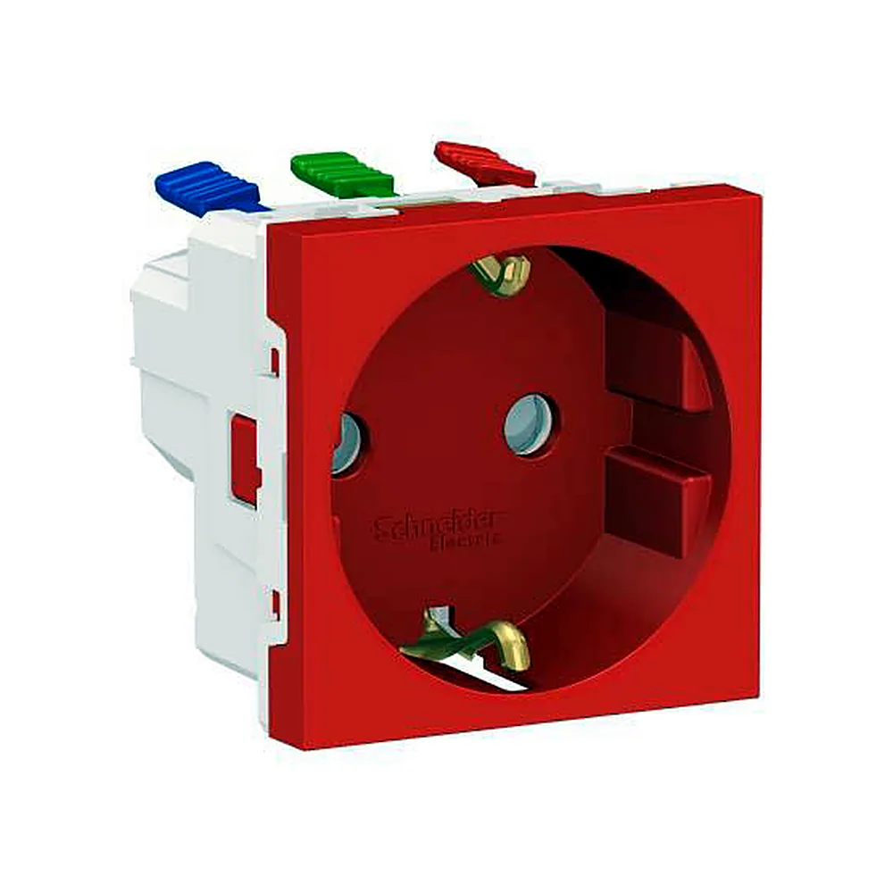 Розетка Schneider Electric Unica New з з/к зі шторками 16А самозажим червона NU305703