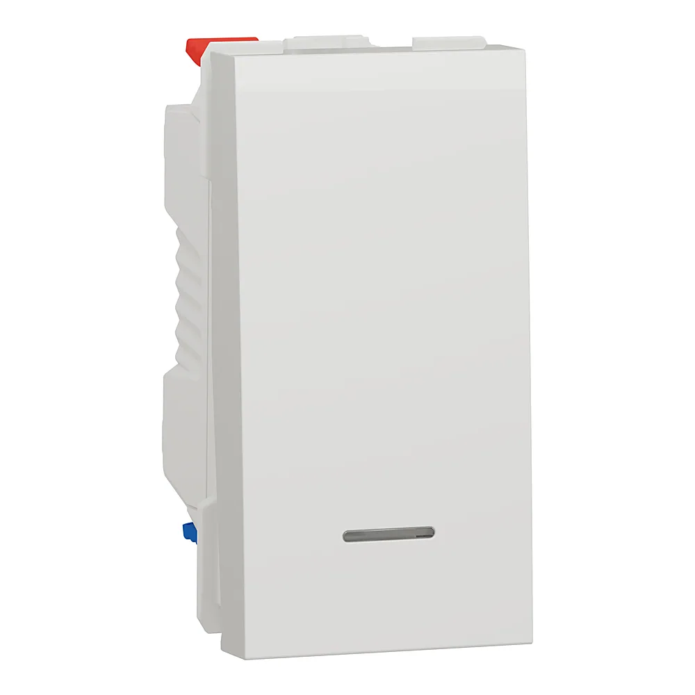 Перемикач Unica New 1-клавішний з підсвіткою 10 А білий 1 модуль Schneider Electric NU310318S