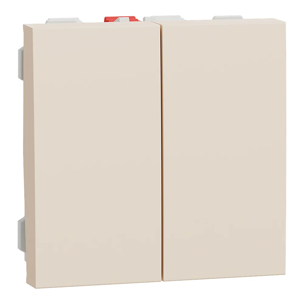 Вимикач 2-клавішний схема 5 10 А 2 модулі бежевий Unica New Schneider Electric NU321144