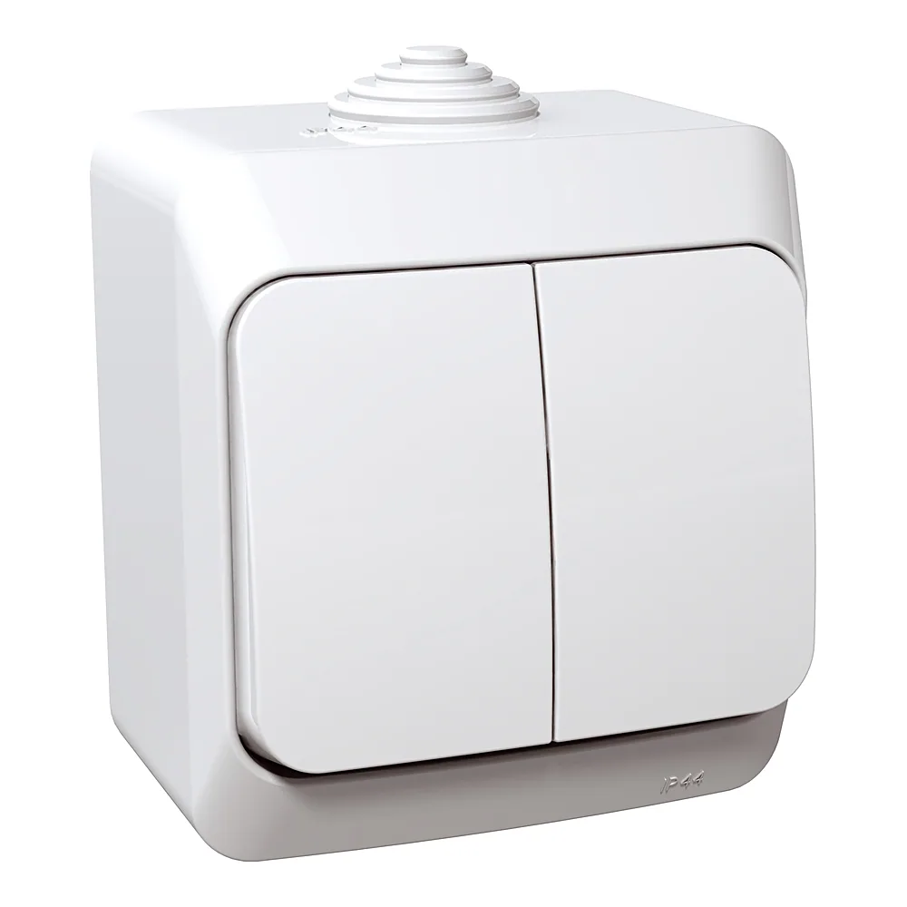 Вимикач Cedar IP44 2-клавішний білий Schneider Electric WDE000550