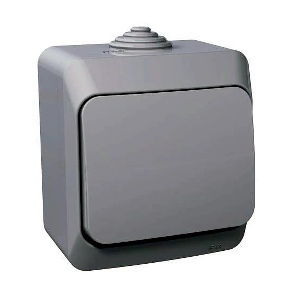 Вимикач Schneider Electric Cedar IP44 одноклавішний сірий WDE000610