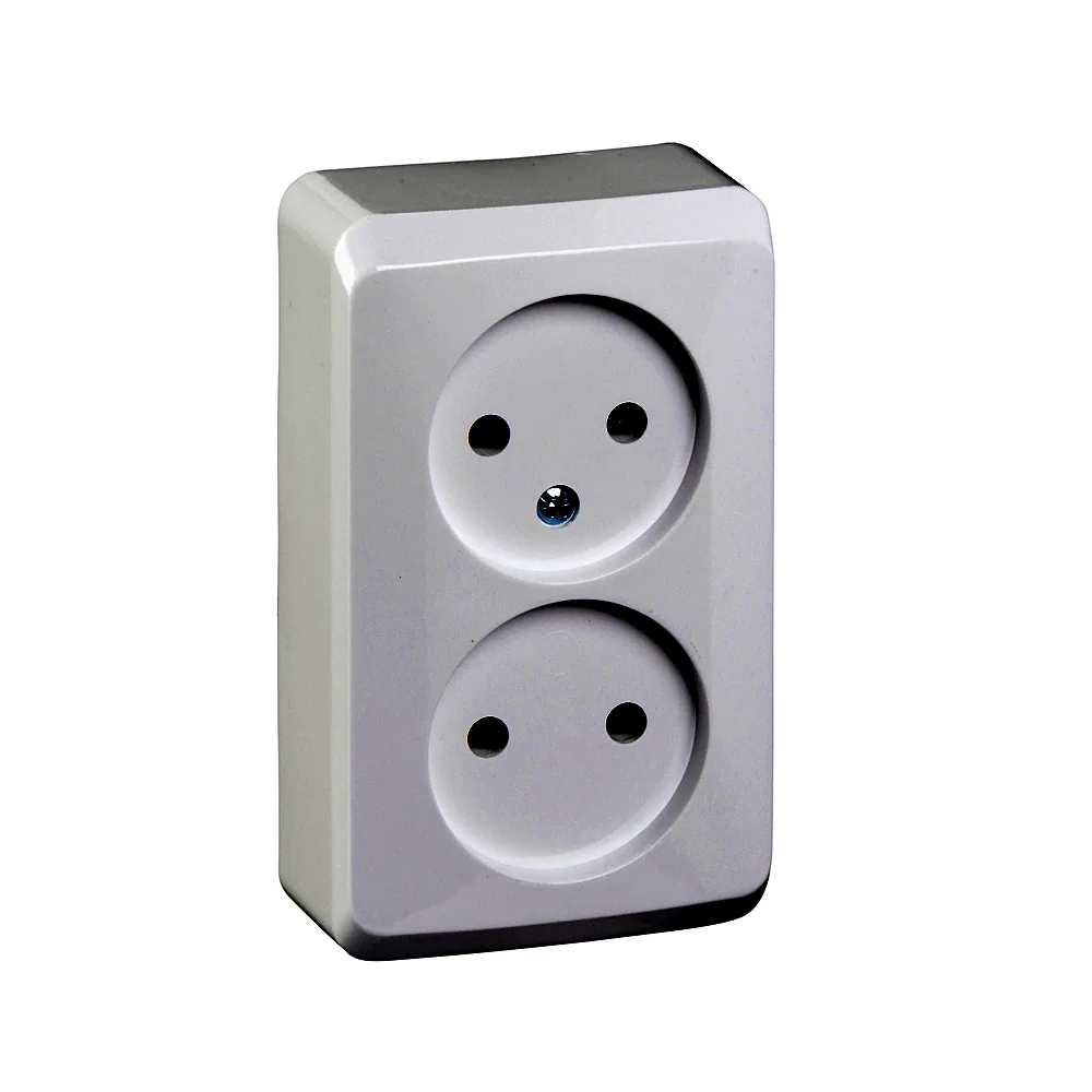 Подвійна розетка Schneider Electric Prima без з/к зовнішнього монтажу IP20 біла WDE001040